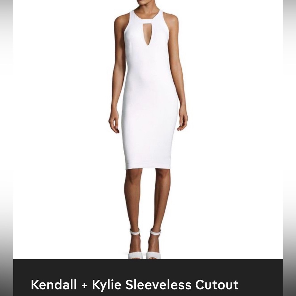 Kendall & Kylie White Sleeveless Keyhole Midi Dress